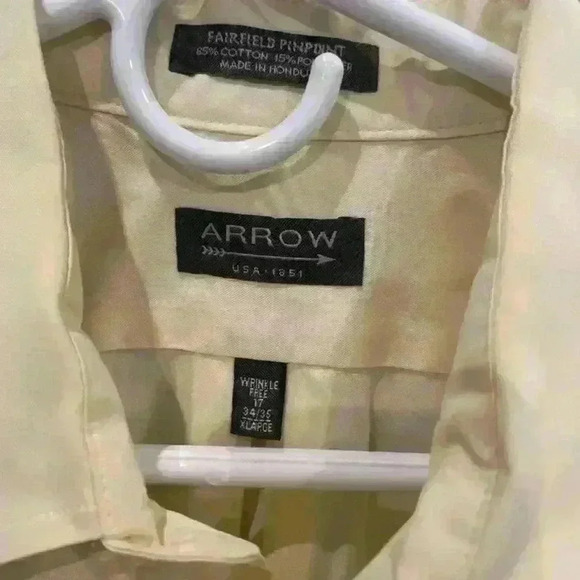Arrow Mens XL Yellow Classic Fit Long Sleeve Button Up Shirt - Picture 2 of 3